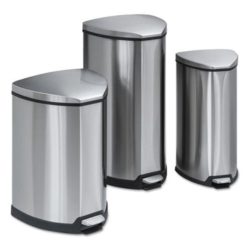 Safco® Step-on Waste Receptacle, Triangular, Stainless Steel, 4 Gal, Chrome-black freeshipping - TVN Wholesale